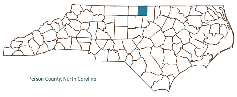 Map of NC with Person County highlighted